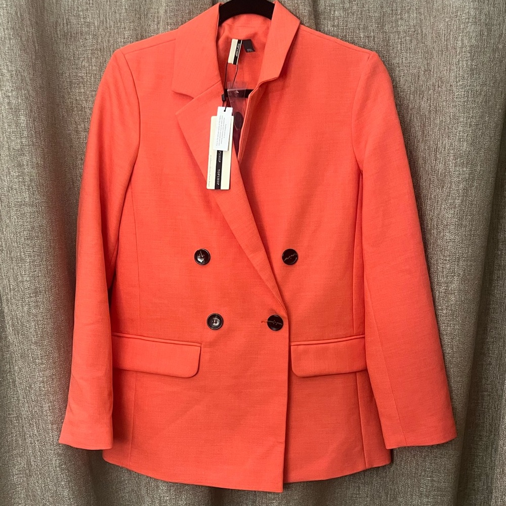 Topshop Coral Double-Breasted Blazer NWT size 6